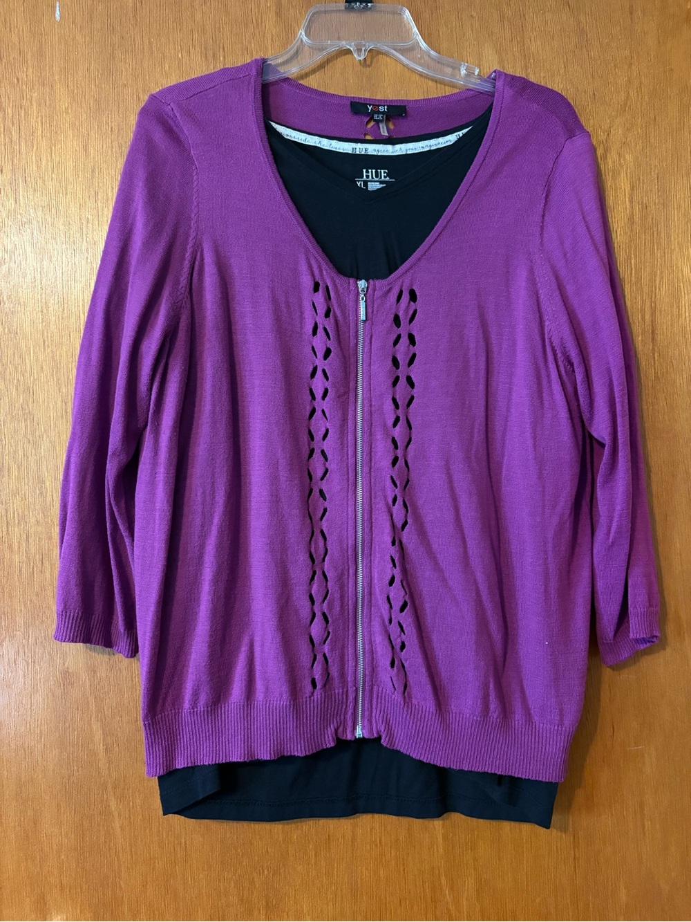 Yest Women’s Fuchsia Zip-Front Sweater-Size 14